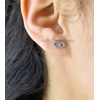 Boucles d'oreilles oeil symbole serti d'oxyde de zirconium Argent 925 Rhodié - vue V4
