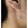 Boucles d'oreilles 2 coeurs chaînettes pendantes Argent 925 Rhodié - vue V4