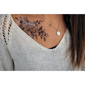 Oval cross medal necklace set with zirconium oxide Silver 925 Rhodium plated