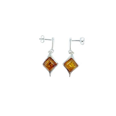 Boucles D'oreilles En Ambre De La Baltique Sur Argent 925 - Pendantes - Neuf Sans Emballage