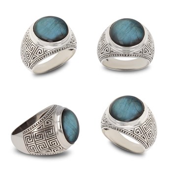 Bague Chevalière en Argent 925 et Labradorite Bleue pour Femme - Idée Cadeau Spécial | Aden