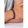 Bracelet souple Orso en PVD avec lave noir - vue V2