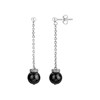 Boucles d'oreilles pendantes Lucy en Argent avec oxyde de zirconium blanc - vue V1