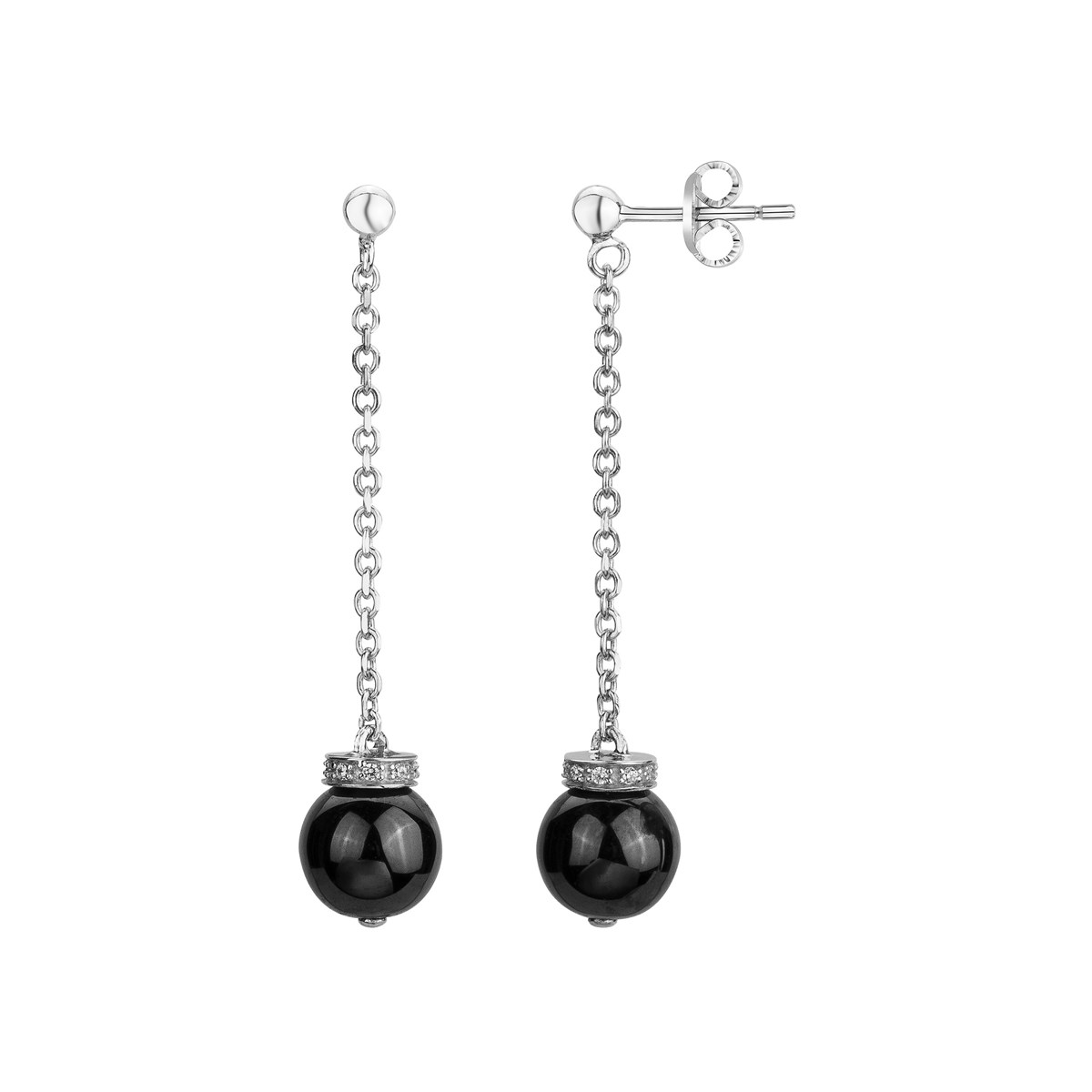 Boucles d'oreilles pendantes Lucy en Argent avec oxyde de zirconium blanc