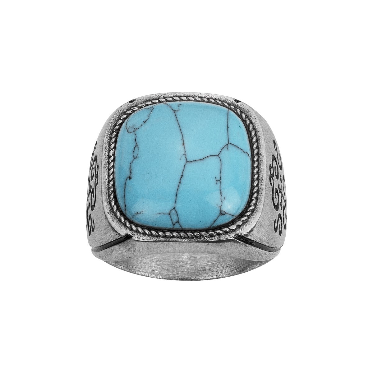 Bague Zinédine en Acier 316L avec turquoise bleu turquoise