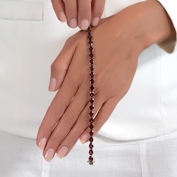 Bracelet Grenat Ovale et Argent 925 - Éclat Sensationnel Aden Bijoux