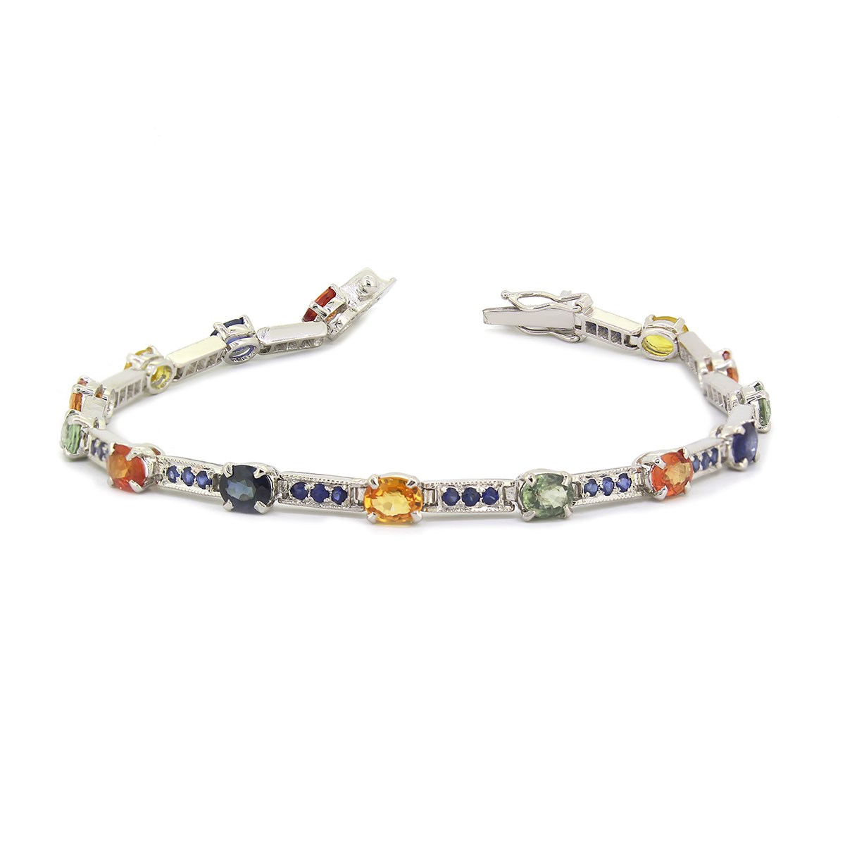 Bracelet Saphir Multicolore sur Argent 925 Rhodié - Aden Bijoux, Éclat et Raffinement