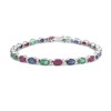 Bracelet Tricolore - Rubis, Émeraude, Saphir & Diamants - Argent 925 Rhodié - vue V1