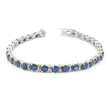 Bracelet Saphir Poire & Diamants en Argent 925 - Aden Bijoux