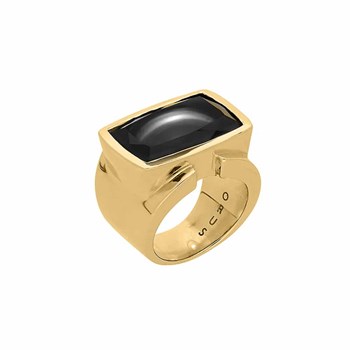 Bague Isis Argent Doré Pierre Onyx Noire