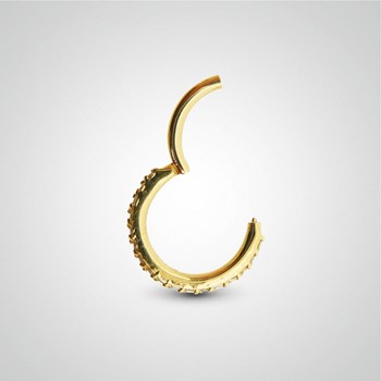 Conch ring: geelgouden clicker met Swarovski kristallen