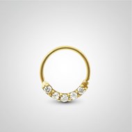 Piercing anti-helix anneau à écarter en or jaune et zircons