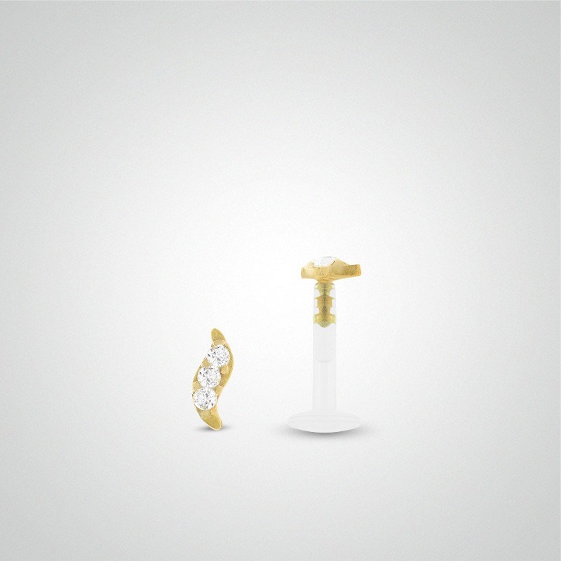 Piercing anti-helix feuille en or jaune