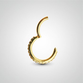 Geelgouden clickerring met Swarovski-kristallen voor anti-helix