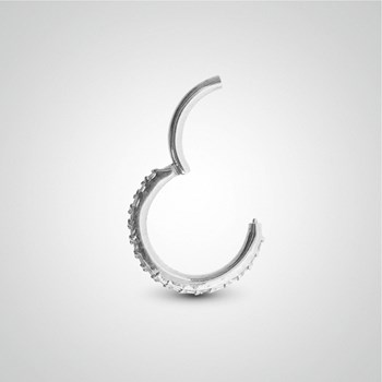 Witgouden clickerring met Swarovski-kristallen voor anti-helix