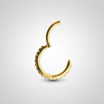 Geelgouden clickerring met Swarovski-kristallen voor de tragus