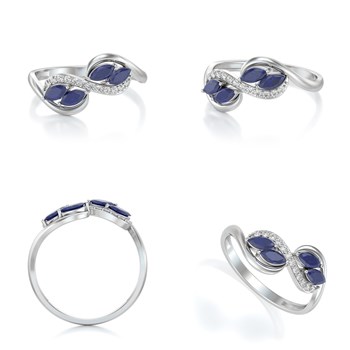 Bague ADEN Or 585 Blanc Saphir et diamants 1.546grs