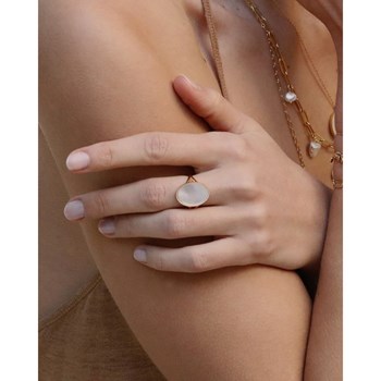 24K gold-plated Turquoise natural stone adjustable ring FRIDA