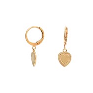 Mini Créoles pendentif médaille coeur doré à l'or fin 24K CLÉA