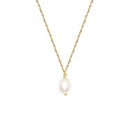 Collier chaine avec perle d'eau douce baroque blanche MINI PERLA