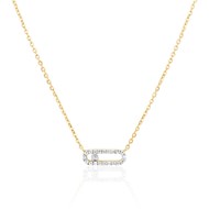 Collier Or Jaune - Pendentif Pavé de Zirconiums - Femme