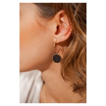 Boucles d'oreilles en acier dorées demi créoles avec pierre naturelle Blue sand