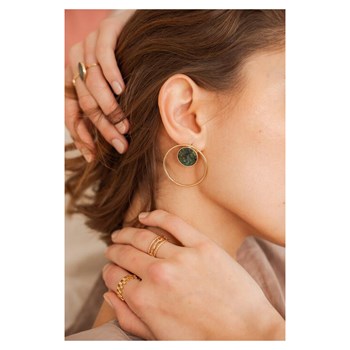 Boucles d'oreilles en acier dorées avec pierre naturelle Nacre blanche