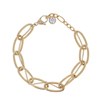 Bracelet en acier doré double chaîne en maille de différentes tailles, chaînette réglable, avec pierre Crystal Swarovski - vue V1