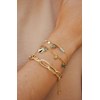 Bracelet en acier doré double chaîne en maille de différentes tailles, chaînette réglable, avec pierre Crystal Swarovski - vue V2