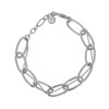 Bracelet en acier argenté double chaîne en maille de différentes tailles, chaînette réglable, avec pierre Crystal Swarovski - vue V1