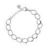 Bracelet en acier argenté chaîne grosse maille, chaînette réglable avec pierre Crystal Swarovski - vue V1