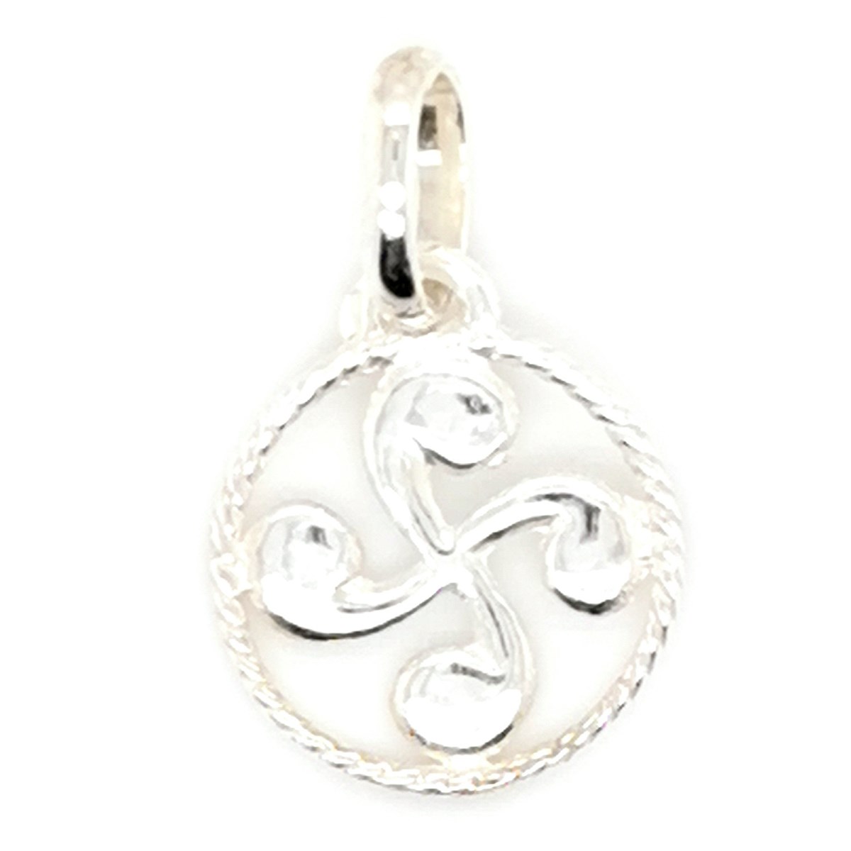 Pendentif croix basque argent entouré 12mm