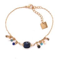 Bracelet Zag Bijoux acier doré Lapis Lazuli