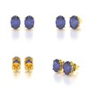 Boucles d'oreilles ADEN Or 585 Jaune et Tanzanite forme Ovale 1.6grs - vue V2