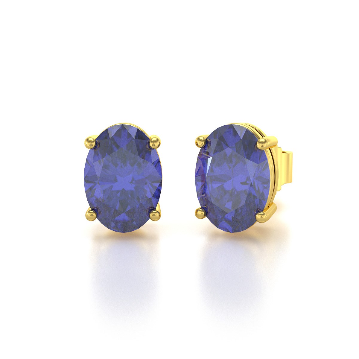 Boucles d'oreilles ADEN Or 585 Jaune et Tanzanite forme Ovale 1.6grs - vue 3