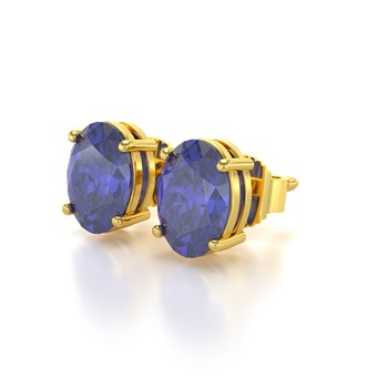 Earrings ADEN 585 Yellow Gold and Tanzanite Oval shape 1.6grs