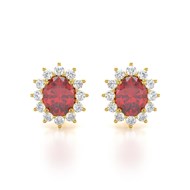 Boucles d'oreilles ADEN Or 585 Jaune et Rubis Forme Marquise 1.25grs