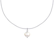 Collier Argent 925 Rhodié Pendentif Perle de Culture - Blanc