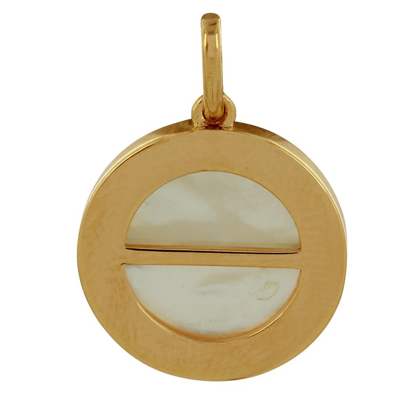 Pendentif Plaqué Or et Nacre Médaille Ronde Croix de Saint Benoit - vue 2