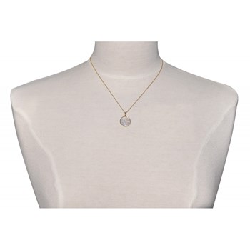 Pendentif Plaqué Or et Nacre Médaille Ronde Croix de Saint Benoit