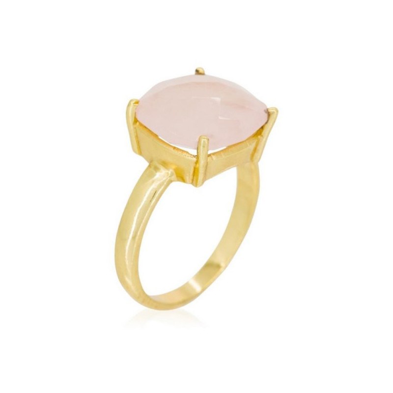 Bague Salya Quartz rose Laiton doré 'Éon'