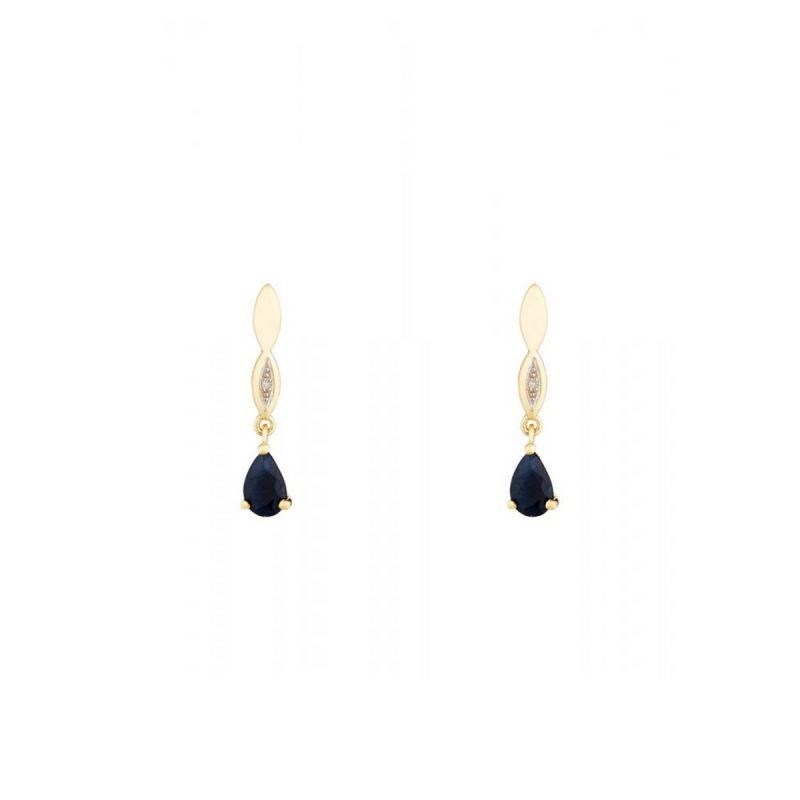 Boucles d'oreilles Or Jaune Diamant et Saphir