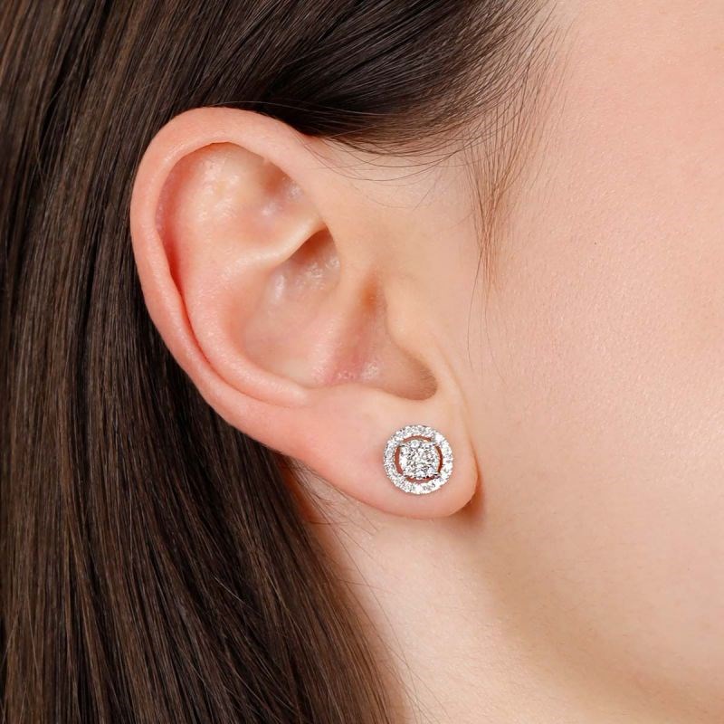 Boucles d'oreilles Or Blanc et Diamant - vue 2