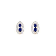 Boucles d'oreilles Or Jaune Diamant et Saphir