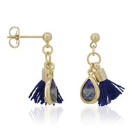 Boucles d'oreilles dorées et Lapis