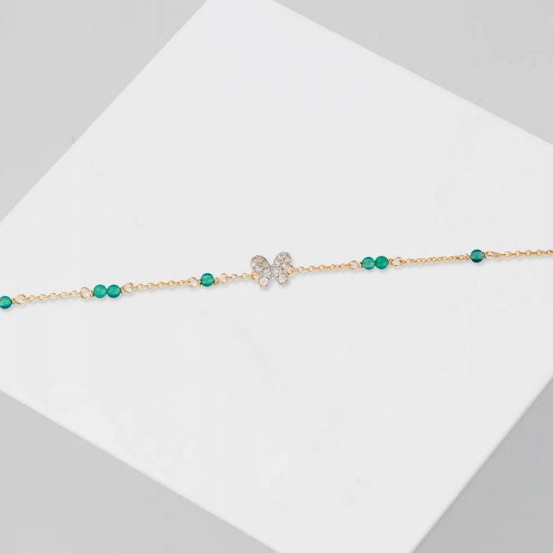 Bracelet Or Jaune Diamant et Agathe - vue 2