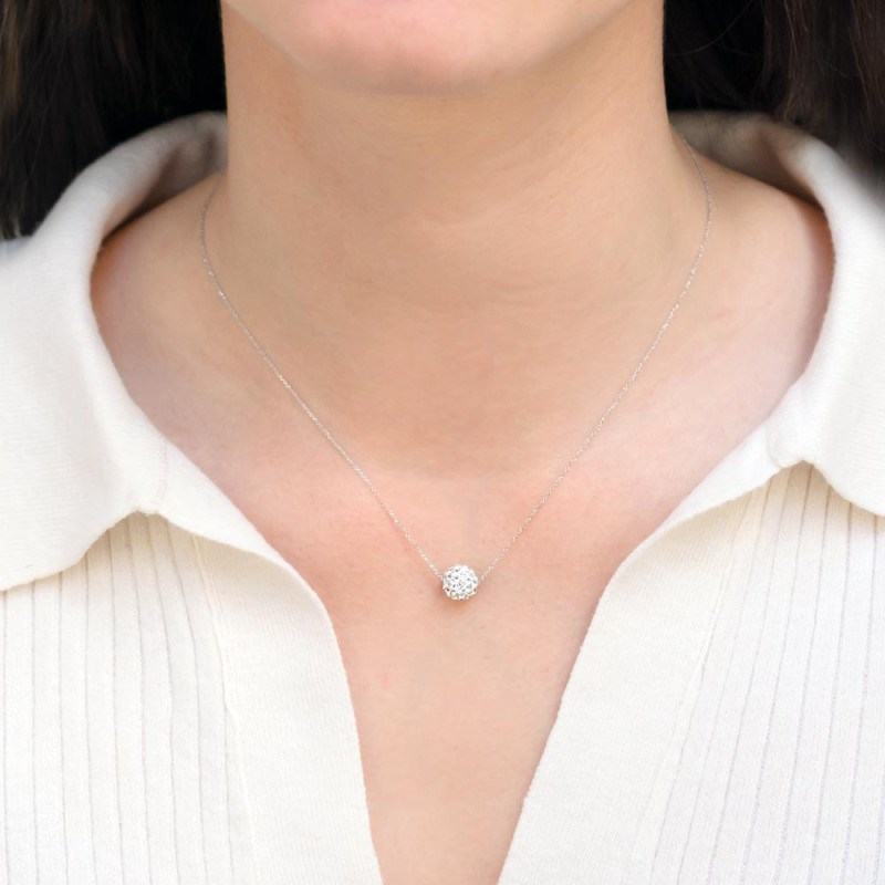 Collier 'Cristallin' Or blanc - vue 2