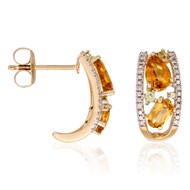 Boucles d'oreilles Or Jaune 'OLIVINES' Diamants 0,06 carat et Pierres précieuses 3 carat