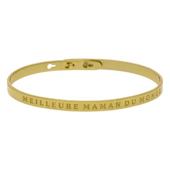 'MEILLEURE MAMAN DU MONDE' bracelet jonc doré à message