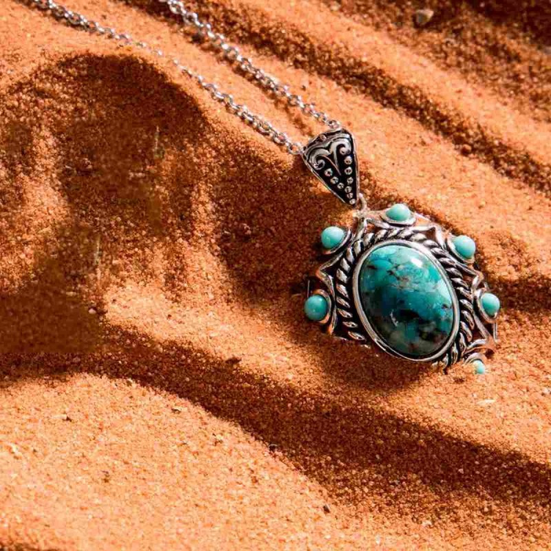 Pendentif 'Yopo' Turquoise 5,80ct/9 et Argent Massif 925/1000 - vue 4